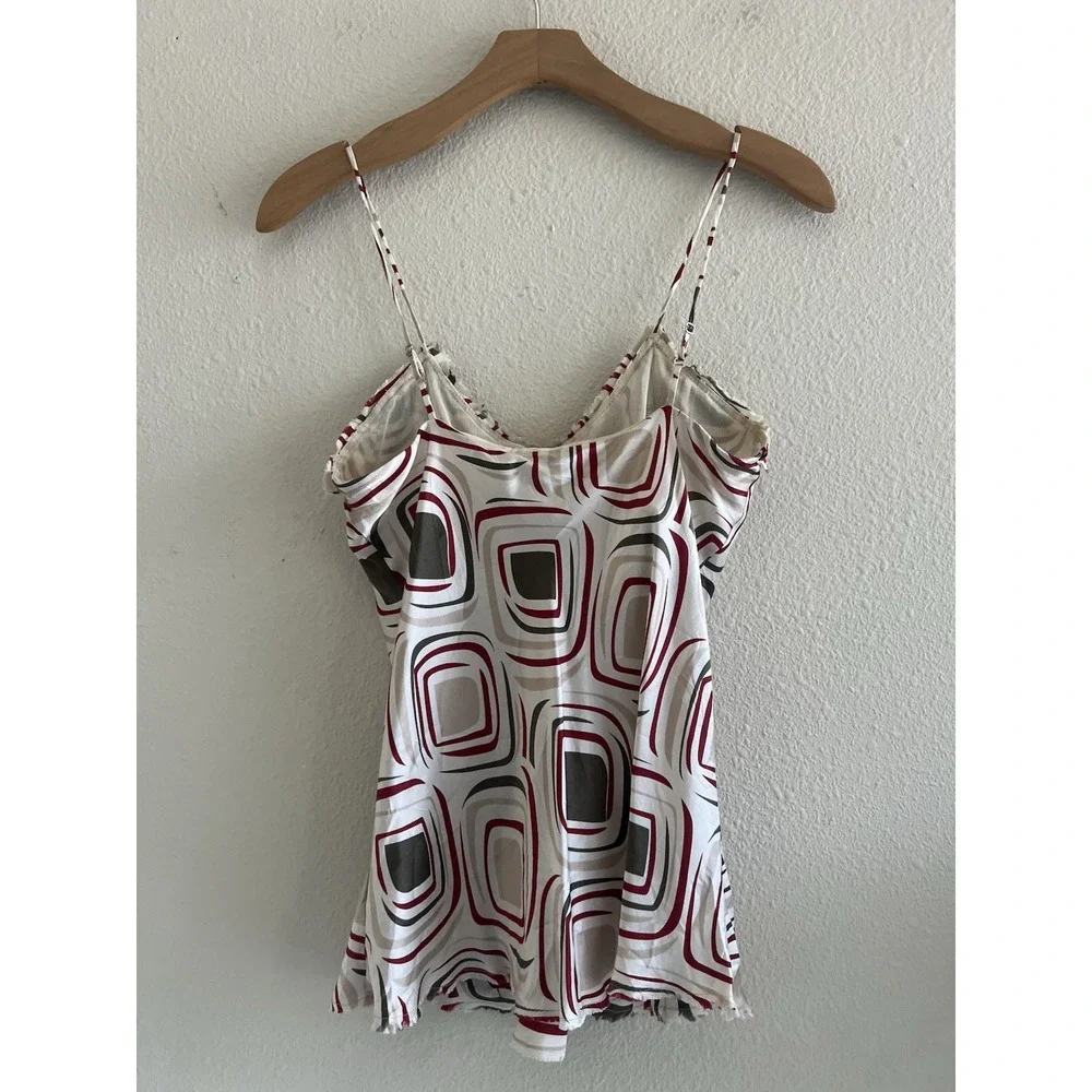 Poleci Y2K Silk Multicolor Abstract Top Size 2 Boho Coquette Festival